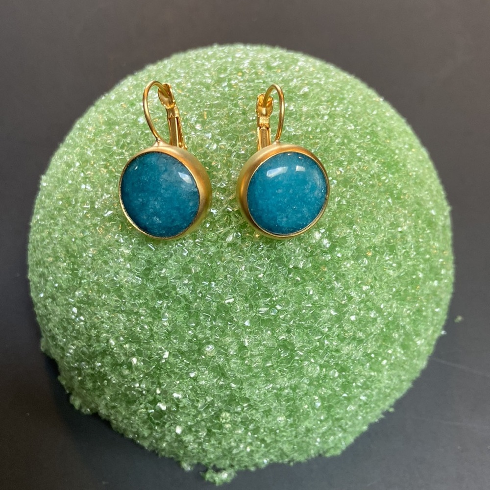 NWT Gold Tone Drop Earrings with Turquoise natural stone.